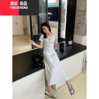 YIBUSHENG橘子树在哪儿法式褶皱收腰系带连衣裙女季修身显瘦气质短款裙子