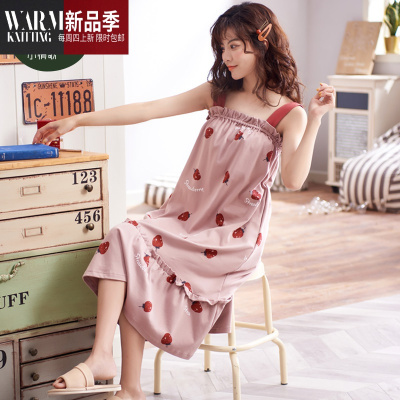 睡裙女夏季棉长款过膝孕妇裙子连体睡衣可爱吊带薄款性感公主风SHANCHAO