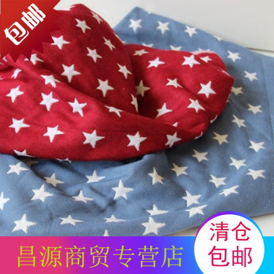 纯棉纱布星星枕巾三层纱布枕巾。海军风格。超赞