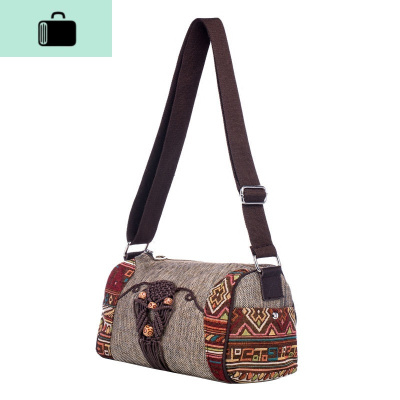文艺女包单肩包民族风单肩包帆布包旅游休闲布艺包显气质妈妈包女NEW LAKE 几何单肩包女士单肩包