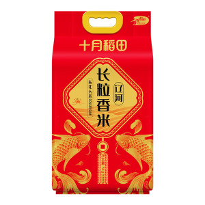 十月稻田辽河长粒香米东北大米5kg/十斤粳米一级新米真空包装