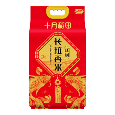 十月稻田辽河长粒香米东北大米5kg/十斤粳米一级新米真空包装