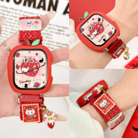 [红草莓]适用于vivowatchgt2表带甜心草莓iqoowatch尼龙编织表带夏季男女智能VIVO手表3139H