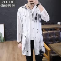 SUNTEK风衣男夏季中长款防晒服帅气修身上衣潮流学生休闲夹克男士外套风衣