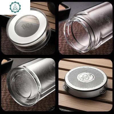 口杯双层玻璃泡茶杯真空隔热加厚办公室便携水杯子封后2号360ml兰草-