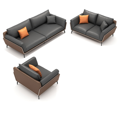 易企采 三人位办公室接待沙发简约商务接待洽谈会客区休闲沙发家用超纤皮质沙发