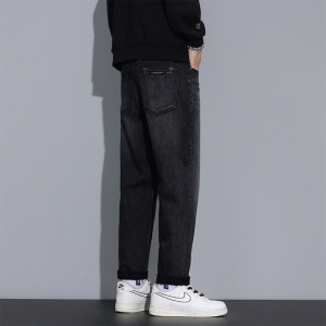 秋冬新款长绒棉牛仔裤直筒裤男休闲百搭弹力棉质潮牌韩版男士裤子_065