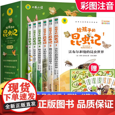 [有声伴读]给孩子的昆虫记全套6册法布尔著小学生彩绘注音版儿童绘书3-6岁孩子青少年孩子读的懂得昆虫记昆虫百科全书读物课