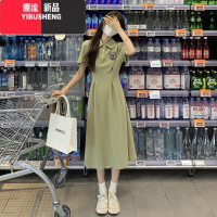 YIBUSHENGpolo领连衣裙少女装2024新款初中高中学生学院风收腰休闲长裙子