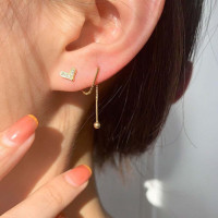 s925银针简约甜美不对称气质小众耳环女耳线爱心螺丝拧扣耳钉耳饰送女朋友老婆情人节七夕生日礼物