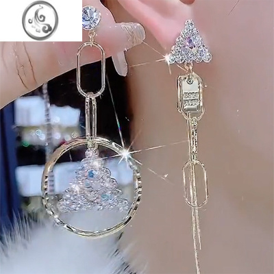 JiMi不对称满钻三角形几何耳环女秋冬小众设计高级感耳饰气质银针耳钉