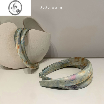 JiMi莫奈油画发箍~清新绿女高颅顶外出洗脸发卡韩国简约头箍发饰头饰