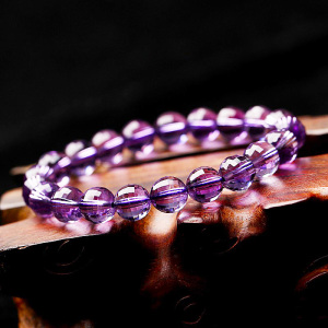 天然优质紫水晶切面手链男女款单圈水晶饰品手串9毫米送女朋友老婆情人节七夕生日礼物 紫色9mm切面手链