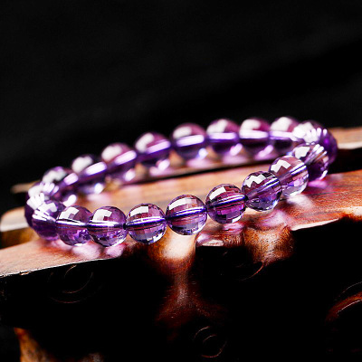 天然优质紫水晶切面手链男女款单圈水晶饰品手串9毫米送女朋友老婆情人节七夕生日礼物