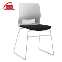 DXBG培训会议椅弓形椅洽谈椅无扶手黑色软包椅