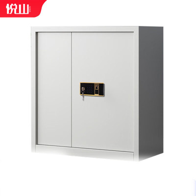 悦山钢制文件柜带斗单节保密柜全白指纹密码锁900*420*940mm 保密柜