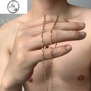 JiMiSCMEN锁骨链颈链素链水波链不掉色男不褪色女短款气质百搭项链