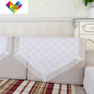 沙发靠背巾沙发巾布艺床头罩扶手巾沙发套欧式盖巾头枕巾防滑四季1018冰之梅白色高90*长150cm(靠背巾双人)