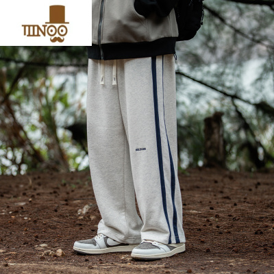 YANXU夏季直筒宽松长裤高街潮牌百搭灰色卫裤运动裤子港风休闲裤男
