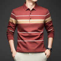 条纹男士长袖Polo衫 秋冬新款中青年时尚休闲棉打底衫韩版T恤
