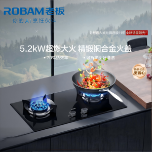 老板(Robam)5.2kW燃气灶双眼灶煤气灶单灶具 嵌入式灶钢化玻璃熄火保护57B0X(天然气灶)