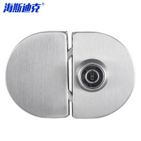 海斯迪克 304不锈钢玻璃门门锁 推拉门单门双门免开孔玻璃门锁 双开插锁 单边玻璃单面锁-外钥内无 HKsq-315