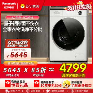 松下(Panasonic)白月光6.0高奢滚筒洗衣机12KG大容量全自动洗衣机超薄全嵌量子银除菌 XQG120-82B2