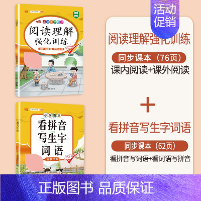 (2本)阅读理解+看拼音写生字词语 六年级下 [正版]同步人教版斗半匠小学语文专项训练一年级全套看拼音写词语二年级下册三