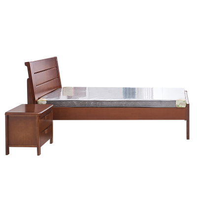 广亿隆实木床带垫配床头柜(1.2米床*1张带床垫*1张配床头柜*1个)