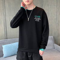 卫衣男春秋季新款韩版潮流假两件长袖卫衣字母绣花落肩款宽松上衣