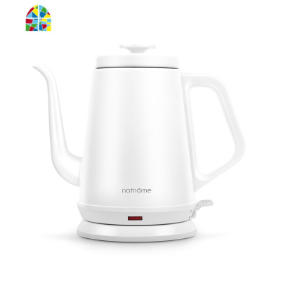 北欧欧慕电热水壶 家用手冲咖啡随手泡茶专用烧水壶 不锈钢电茶壶 FENGHOU 白色竹盘套壶