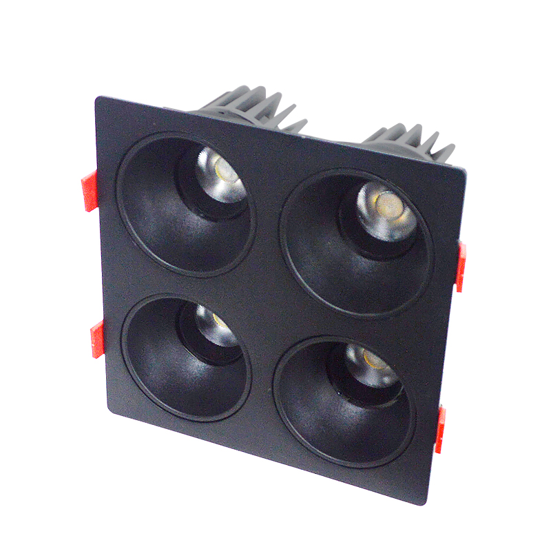 LED射灯 防眩光 嵌入式 黑架+黑杯-四头12W*4中性光