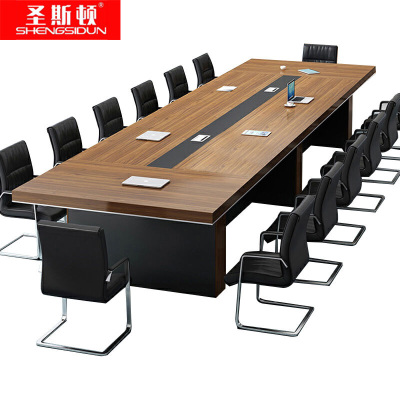 圣斯顿S-HB552475简约加厚办公桌板式会议桌5500*2400*750mm胡桃色