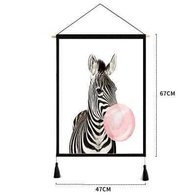 家柏饰(CORATED)挂布 背景布风客厅装饰挂画民宿宿舍卧室床头北欧墙布挂毯 斑马 宽47cm*高67cm