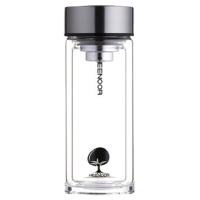 希诺双层玻璃杯180ml带盖滤网泡茶耐高温水杯XN-6700