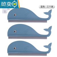 敬平玻璃刮水器迷你清洁器厕所镜子刮水厨房台面清洁器擦玻璃刮水板 蓝色3个装+3个挂钩擦玻璃器