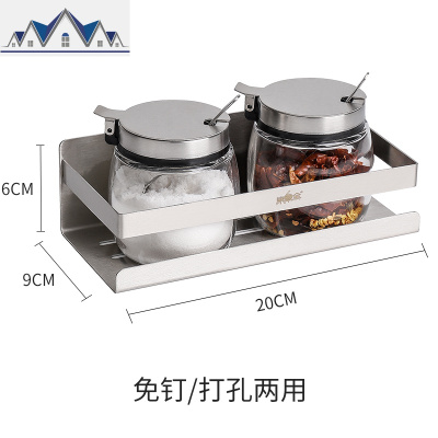厨房置物架调味料酱油瓶架收纳不锈钢免打孔壁挂式浴室挂钩架 三维工匠