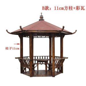 森美人休闲凉亭户外庭院实木防腐木中式亭子六角亭凉亭简易别墅室外木屋