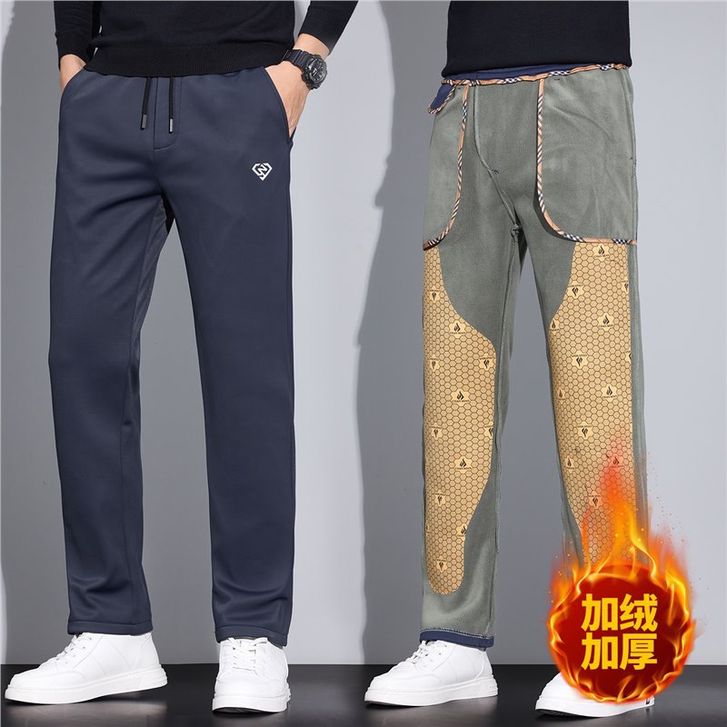 秋冬款高弹石墨烯男士加绒加厚保暖休闲裤抗寒裤子男休闲长裤