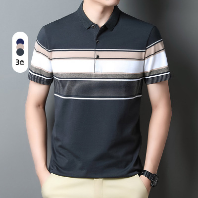 夏季新款男装翻领POLO衫薄款短袖T恤男商务修身半袖休闲外穿打底