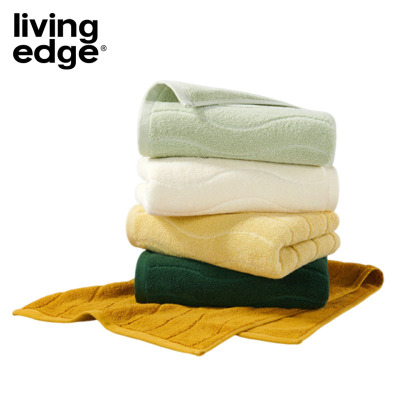 栎捷时(LIVING EDGE)波纹系列 抗菌纯棉素色毛巾浴巾组合 34*75cm/115g+70*140cm/420