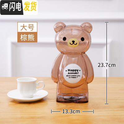 三维工匠存钱罐儿童透明储蓄罐储钱罐女孩男孩创意网红卡通防摔塑料大容量 大号棕色小熊1.10号发
