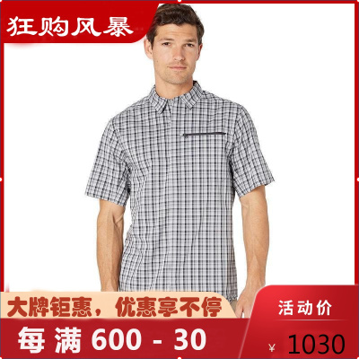 始祖鸟ArcteryxKasloShirt时尚商务短袖衬衣轻量透气格子款男士休闲上衣户外运动T恤男