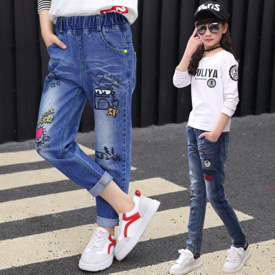 儿童装童裤女童牛仔裤宝宝长裤子2018春秋装新款韩版女孩打底裤子