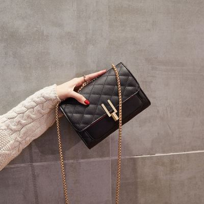 网红同款包女韩版菱格链条小方包易搭单肩斜挎包