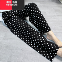 YIBUSHENG新款圆点睡裤女棉绸沙滩绵绸长休闲裤家居人造棉空调月子直筒裤
