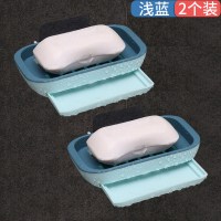 肥皂盒架子沥水洗衣肥皂盒卫生间创意免打孔双层吸盘壁挂式香皂盒 三维工匠 混色4个装