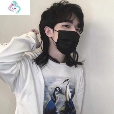 假发男短发网红鲻鱼头韩版帅气男士狼尾头发型蓬松自然学生全头套你那么美浅棕色+发网