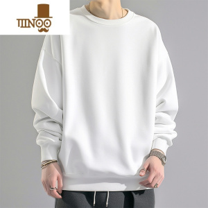 YANXU纯色圆领卫衣长袖t恤男女款ins潮牌宽松打底衫学生连帽加绒