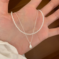 纯银珍珠水滴吊坠叠戴项链配裙子夏日锁骨链女轻奢小众高级感